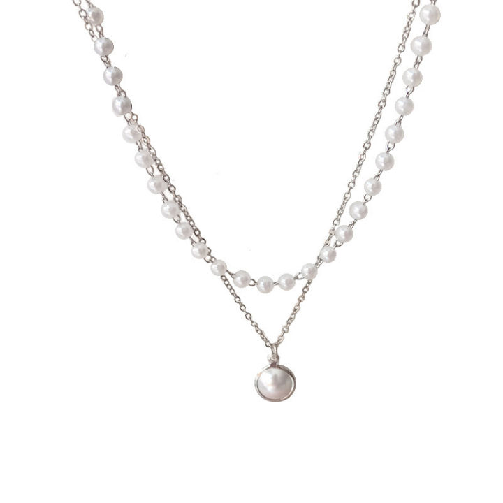 Korean%20Fashion%20Pearl%20Choker%20Necklace%20Women%20Cute%20Girl%20Gold%20Double%20Layer%20Chain%20Pearl%20Pendant%20Necklace%20Fairy%20Simple%20Clavicle%20Chain%20Jewelry%20Gift%20-%20Image%209
