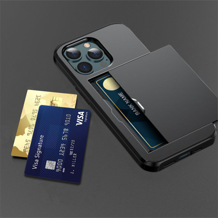 Slide Wallet Credit Card Slot Phone Case For iPhone 15 14 13 12
