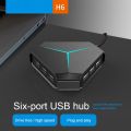 6 Ports USB 2.0 Hub USB Splitter High Speed TF SD Card Reader with eaphone microphone interface For PC Computer Accessories. 