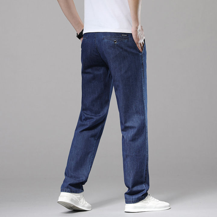 BataBata%202024%20Summer%20Classic%20100%25Cotton%20Men's%20Jeans%20Thin%20Loose%20Straight%20Denim%20Pants%20Blue%20Business%20Dad%20Trousers%20Male%20Large%20Size%2035%2040%2042%20-%20Image%203