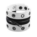 Black Gothic Big Wide Leather Bracelet with Zipper Rivet Wrap Bracelets for Men Women High Quality Button Adjustable Wristbands. 