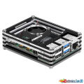 ACRYLIC CASE FOR RASPBERRY PI 4 MODEL B, RASPBERRY PI CASE WITH COOLING FAN (BLACK AND CLEAR). 