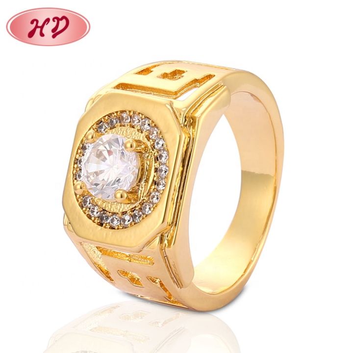 Boy friend gift gold plating men's ring diamond ring model for men