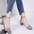 Semi-Pencil Heel Handmade Sandals for Women, PU Leather.