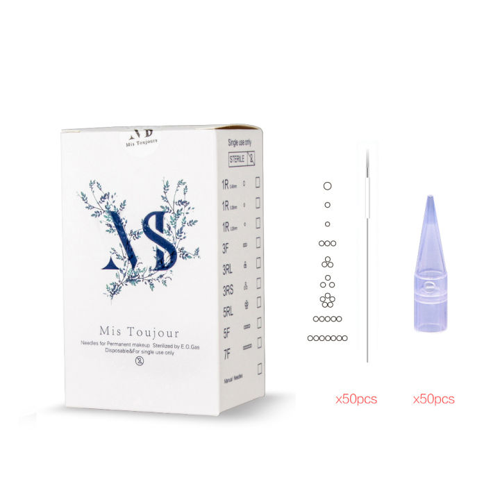 50pcs/box Microblading Needles and Caps For Semi permanent makeup ( 1R 3R 5R 3F 5F 7F 7U )