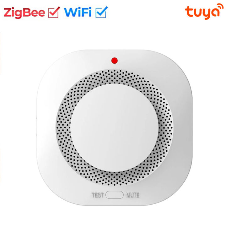 Tuya Smart Zigbee/Wifi Smoke Detector Smart Fire Fire Protection Home Security Alarm Sound Light Alarm APP Control