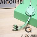 [In stock] Pure Color 3 in 1 Data Cable Macaron Cable 1.2m Universal Charging Cable Liquid Soft Plastic Suitable For Android iphone TypeC Car Laptop Universal. 