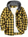 Men's Business Spring And Autumn Plaid Casual Button Down Hooded Long Sleeved Shirt Hoodie Flannel Jacket Tops. 
