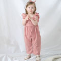 Toddler Summer Overalls Jumpsuit Ruffled sleeve Linen Baby Girls Romper Baby clothes| baby girl dress. 