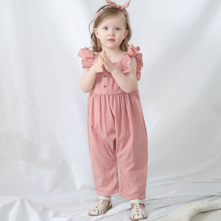 Toddler%20Summer%20Overalls%20Jumpsuit%20Ruffled%20sleeve%20Linen%20Baby%20Girls%20Romper%20Baby%20clothes%7C%20baby%20girl%20dress%20-%20Image%202