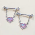 1pcs Pink Opal Heart Navel Ring Chest Ring Nose Nail Nose Piercing Belly Ring Piercing Cartilage Earring Body Piercing Jewelry. 