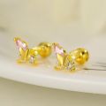 Fashion Gold Color Butterfly Tragus Piercings for The Ear Helix Stud Earrings for Women Tibetan Charm Ear Bone Piercing Jewelry. 