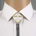 Gold Romen shield cross pattrn bolo tie for man Indian cowboy western cowgirl leather rope zinc alloy necktie.