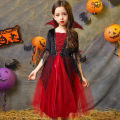 Girls Boys Vampire Dress Kid Ghost Bride Gothic Cosplay Vampire Devil Bat Halloween Costume Vampiran Carnival Outfit Clothes.