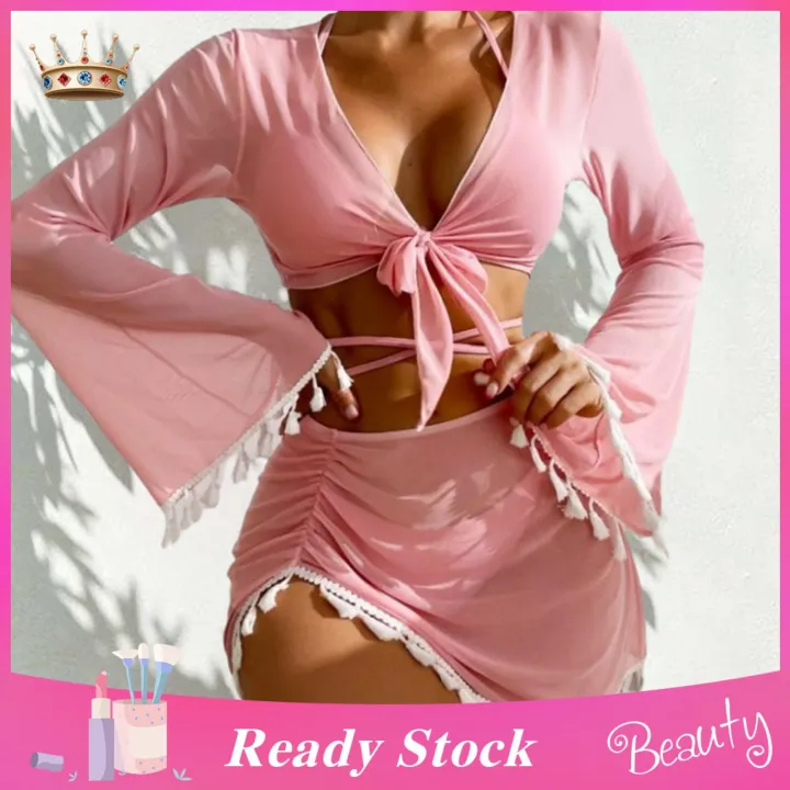 %E3%80%90No-profit%E3%80%91%20Women%20Four-piece%20Swimsuit%20Set%20Lace-up%20Set%20with%20Skirt%20Cover%20Up%204pcs%20Women's%20Swimsuit%20Bra%20Briefs%20Cover-up%20Skirt%20Set%20-%20Image%205