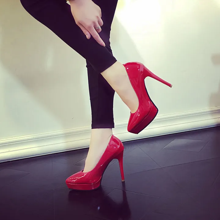 Waterproof%20Platform%20High%20Heels%20Stiletto%20Heel%20Pointed%20Toe%20Small%20Size%20Women's%20Shoes%20Ultra%20High%20Heel%20Black%20Nightclub%20Work%20Shoes%20Red%20Wedding%20Shoes%20-%20Image%205