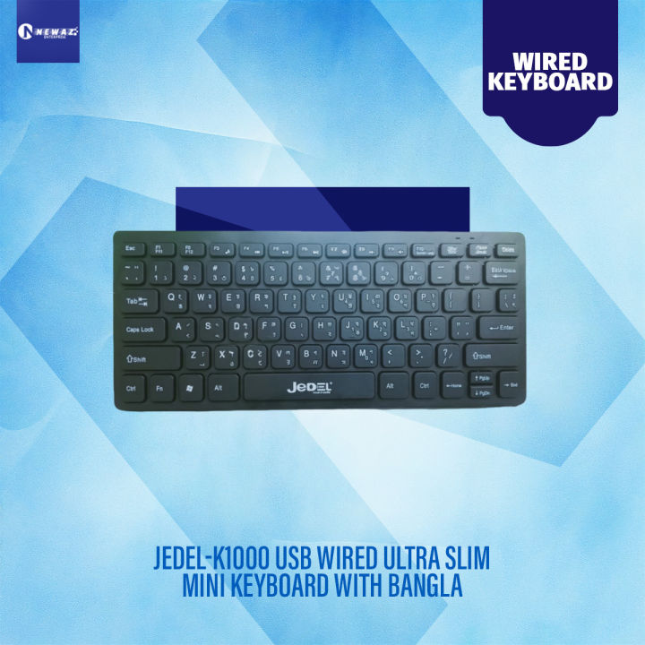 JEDEL-K1000 USB Wired Ultra Slim Mini Keyboard With Bangla