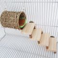 2pcs Small Pet Nest Toy, Hamster Straw Woven Tunnel Nest With Wooden Ladder And Warm Pad, Small Animal Supplies.