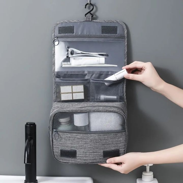 hang up travel makeup bag TRVL Design Bundle Hanging Cosmetic Pimlico Stripe Chambray electronic devices Travel Bag Hang Up Wash