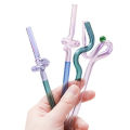 1Pc Glass Straws Twist Reusable Straws Heat Resistant Glass Straw Drinking Milk Tea Long Stem Glass Staws-Cola Kids. 