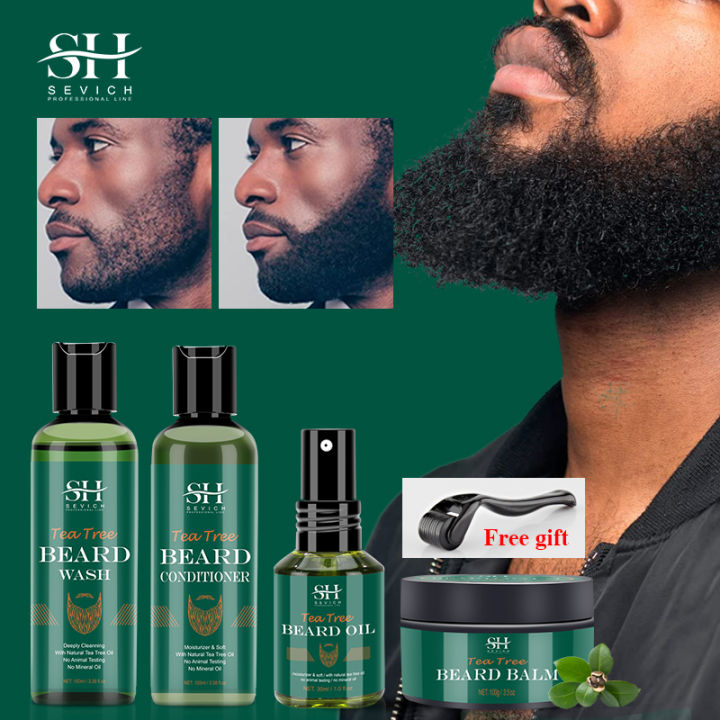 Sevich Beard Nourishing Moisturizing Growth Kit For Men Moustache Growth Enhancer Oil Tea Tree Anti Hair Loss Shampoo Beard Care RuoiasR