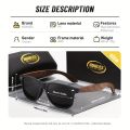 HdHues, Classic Trendy Square Polarized Sunglasses, With Walnut Wooden Temples, For Men Women Outdoor Sports Driving Fishing Cycling Supply Photo Prop. 