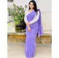 One Color Half Silk Tangail Saree For Women - Light Purple Color - Perefct For All Seasons and Occasions. 