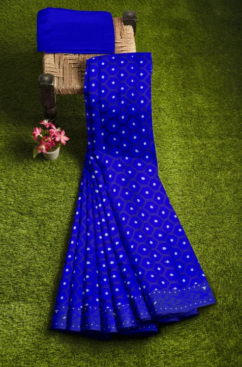 Comfortable%20Cotton%20Jamdani%20Saree%20For%20Women%20Without%20Blouse%20Piece%20-%20Casual%20&%20Party%20Wear%20-%20Suitable%20for%20All%20Occasion%20-%20Image%204
