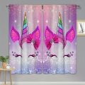 Rainbow Unicorn Sunshade Curtains for Girls Bedroom 2 Panel Set Window Curtains for Living Room カーテン Cortinas Para La Sala.