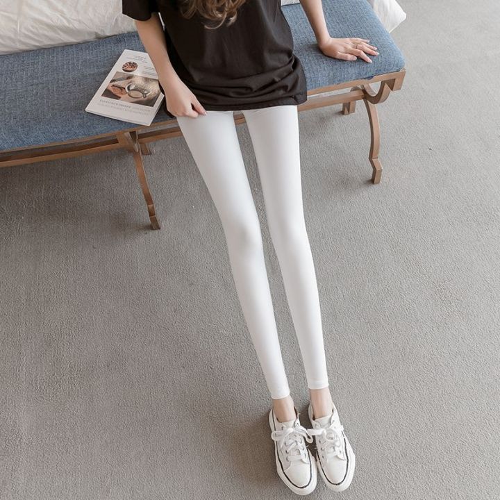 Ice%20Silk%20Leggings%20Women's%20Thin%20Outer%20Wear%20Spring%20and%20Summer%20Ultra-Thin%20Slimming%20Elastic%20plus%20Size%20Tight%20White%20Cropped%20Skinny%20Pants%20-%20Image%202