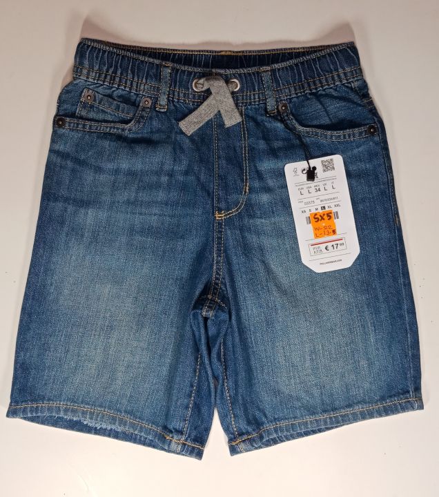 Blue 2 quarter stone washed soft denim pant for 3/4 years boy. (waist 21 inch, long 13.5 inch)