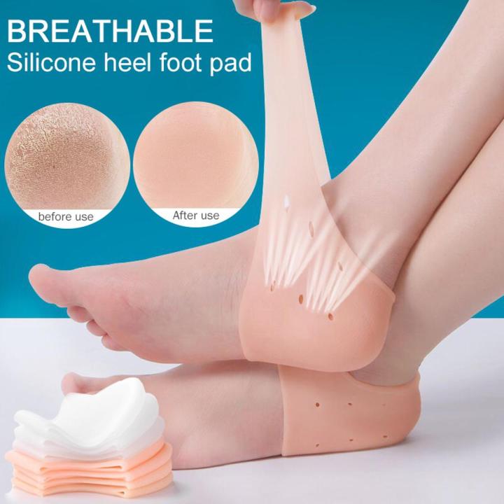 Silicone Foot Heel Protector Socks Moisturizing Gel Heel Pain Relief Plantar Fasciitis Socks With Hole Cracked Foot Skin Care - 2 Pcs