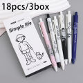 6Pcs/Set 0.5Mm ST Head Smooth Writing Examination Pen Cute Simple Life Black Ink Press Gel Signature Pens Student Office Stationery High Quality Quick Dry Neutral Pens. 