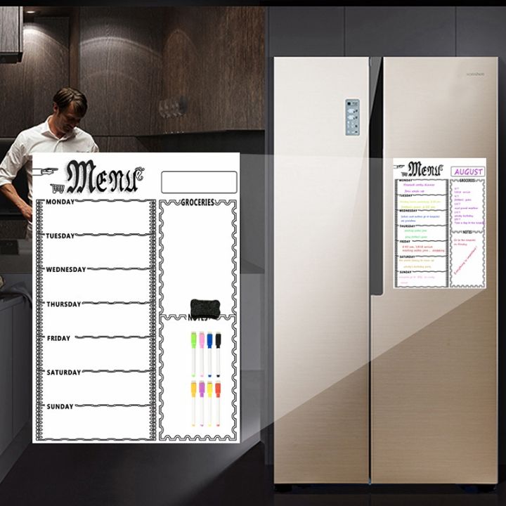 OUMERY%202X%20A3%20Magnetic%20Whiteboard%20Sheet%20for%20Kitchen%20Fridge%20Multipurpose%20Fridge%20Weekly%20White%20Board%20Calendar%20with%2016%20Pen(White)%20-%20Image%202