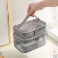 1pcs Mesh Makeup Bag for Women Double Layer Travel Cosmetics Storage Bag for Girls Ladies Large Capacity Transparent Mesh Wash Bag.