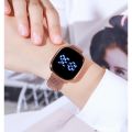 LED Touch Screen Magnetic Buckle Watch Fashion Stainless Wristwatch For Women Men.