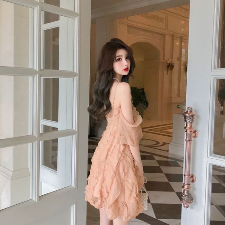 Fairy%20Dress%20Western%20Style%20off-Neck%20off-Shoulder%20Backless%20Ruffled%20Stitching%20Waist-Controlled%20Slimming%20Suspender%20Dress%20-%20Image%207
