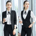 Front Desk Labor Suit Women's Spring and Autumn Reception Hotel Beautician Work Clothes Women's Hotel Business Suit Vest Three-Piece. 