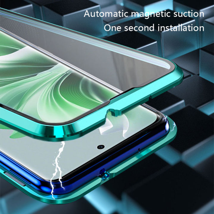 Biruiqu%20For%20OPPO%20Reno%2011%205G%20Magnetic%20Absorption%20Case%20Metal%20Frame%20Shockproof%20Double%20Sided%20Tempered%20Glass%20Magnetic%20Case%20Cover%20-%20Image%202