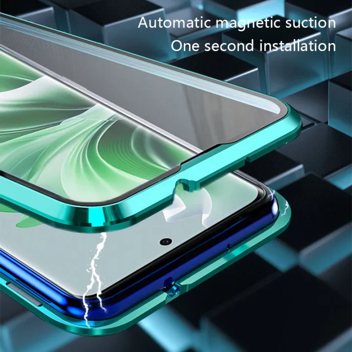 Biruiqu%20For%20OPPO%20Reno%2011%205G%20Magnetic%20Absorption%20Case%20Metal%20Frame%20Shockproof%20Double%20Sided%20Tempered%20Glass%20Magnetic%20Case%20Cover%20-%20Image%202