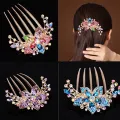 Bridesmaids Flower Comb Harmless to Scalp Flower Leaf Bridal Crystal Hair Ornaments. 