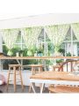 Two Instagram-inspired, forest-themed willow branch curtains with willow leaf pattern, finished window sheers with printed wee.