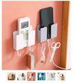 Wall-mounted mobile phone remote control storage box plug charging wall bracket with household hook organize accessories.