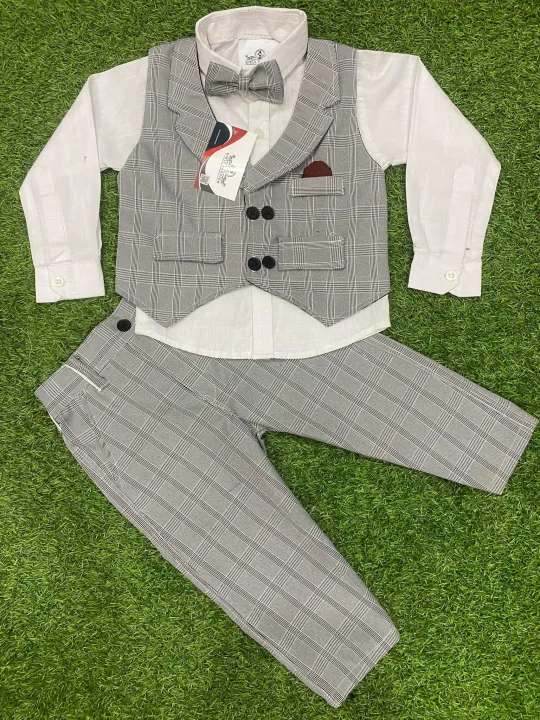 PREMIUM%204PCS%20Baby%20Boy%20Formal%20Suit%20Gentleman%20Clothes%20Sets%20Children%20Birthday,%20Wedding,%20Any%20Party%20Dress%20Suit%20with%20cap+bowtie+vest+full%20shirt+trouser%20-%20Image%202