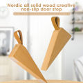 Wooden Door Wedge Stopper Non-Slip Solid Wood Door Stoppers Sturdy and Durable Door Stop Wedge with Hanging Leather (1 Pcs).