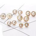 6 Pairs Elegant Crystal Rhinestone Diamond Pearl Sign Ears Tiny Studs Earrings.