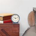 4.5 Inch Battery Operated Antique Retro Analog Alarm Clock, Small Silent Bedside Desk Metal Clock with Light(Blue). 