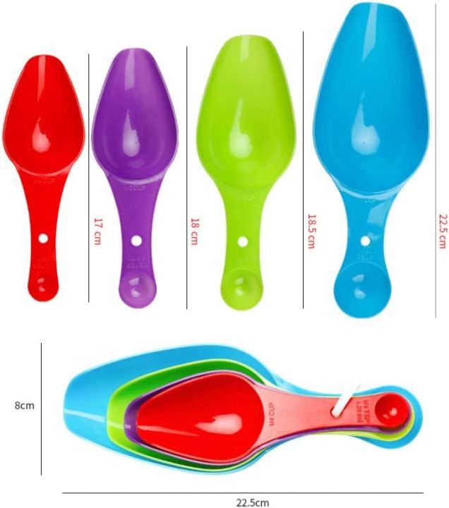 "Durable%204-Piece%20Measuring%20Spoon%20Set%20-%20Multi-Color%20Plastic%20with%20Small%20Pet%20Design%20for%20Accurate%20Baking%20-%201%20Set"%20-%20Image%202