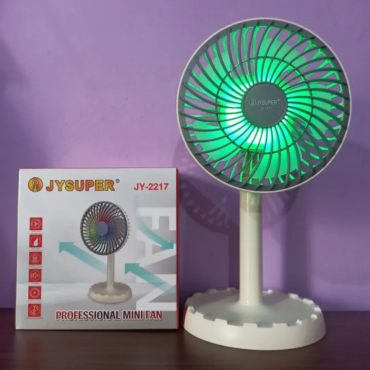 JYSUPER%20JY-2217%20Rechargeable%20AC/DC%20Stylish%20RGB%20Lighting%20Strong%20Wind%204000mAh%20Battery%2012"%20Portable%20Desk%20Fan%20-%20Image%204