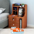 RK MDF M13 2 Drawers Exclusive Bed Side Table With Drawers Shan Teak, White and  Beige Finish. 